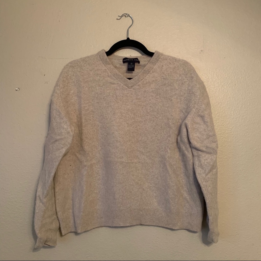Tan Cashmere V Neck Sweater